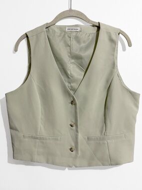 Avec Les Filles Sage Tailored Suit Vest Size L Cropped Waistcoat